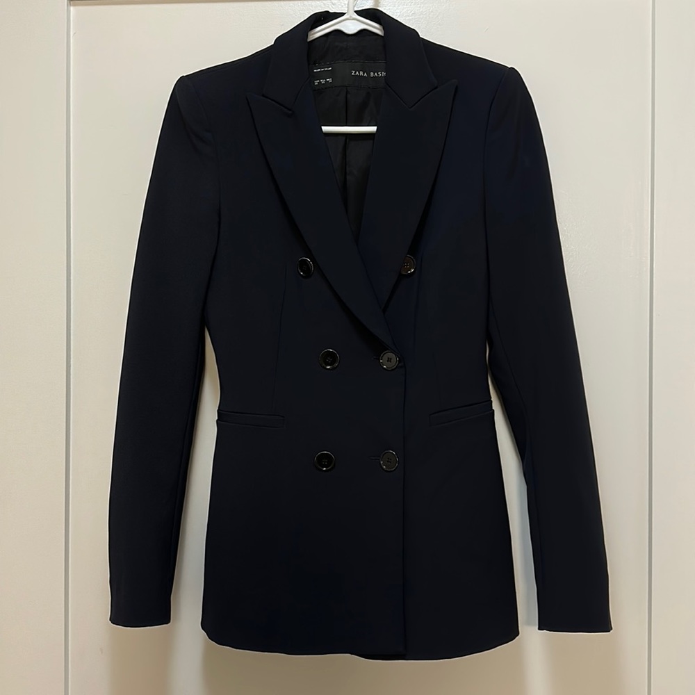 Zara Basic Blazer Navy Blue Size XS